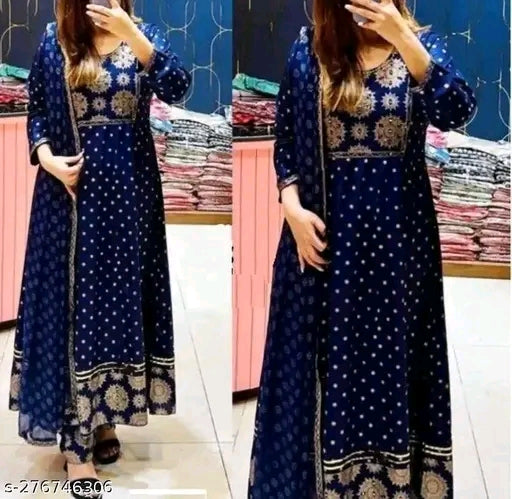Anarkali Dupatta Set" Women's Printed "Anarkali Kurti" & Pant Dupatta Set
Name: Anarkali Dupatta Set" Women's Printed "Anarkali Kurti" & Pant Dupatta Set
Fabric: Rayon
Sleeve Length: Three-Quarter Sleeves
Pattern: Printed
Combo of: Single
Sizes:
S (Bust