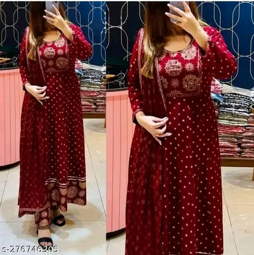 Anarkali Dupatta Set" Women's Printed "Anarkali Kurti" & Pant Dupatta Set
Name: Anarkali Dupatta Set" Women's Printed "Anarkali Kurti" & Pant Dupatta Set
Fabric: Rayon
Sleeve Length: Three-Quarter Sleeves
Pattern: Printed
Combo of: Single
Sizes:
S (Bust