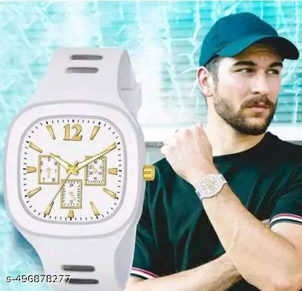 Catalog Name:*Analog Watches*
Strap Material: Rubber
Case: The Goal
Case/Bezel Material: Stainless Steel
Clasp Type: Buckle
Date Display: Yes
Dial Design: Solid
Dial Shape: Square
Display Type: Analog
Dual Time: No
Gps: No
Light: No
Mechanism: Mechanical