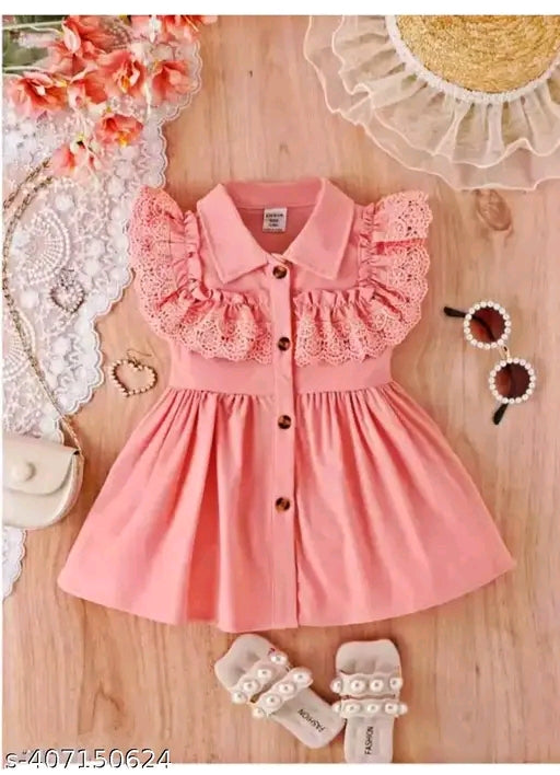 Catalog Name:*Tinkle Trendy Girls Frocks & Dresses*
Fabric: Rayon
Sleeve Length: Sleeveless
Pattern: Solid
Net Quantity (N): Single
Sizes: 
0-3 Months (Bust Size: 12.5 in, Length Size: 20 in)
0-6 Months (Bust Size: 12.5 in, Length Size: 20 in)
3-6 Months