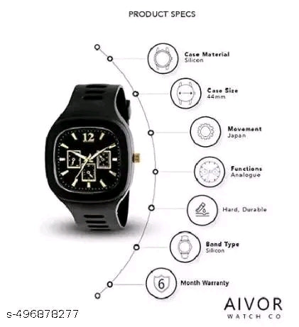 Catalog Name:*Analog Watches*
Strap Material: Rubber
Case: The Goal
Case/Bezel Material: Stainless Steel
Clasp Type: Buckle
Date Display: Yes
Dial Design: Solid
Dial Shape: Square
Display Type: Analog
Dual Time: No
Gps: No
Light: No
Mechanism: Mechanical