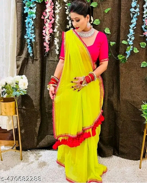 Attractive Parrot Color Georgette Fabric Party Wear Saree With Unique Pallu With Blouse Piece
Name: Attractive Parrot Color Georgette Fabric Party Wear Saree With Unique Pallu With Blouse Piece
Saree Fabric: Georgette
Blouse: Separate Blouse Piece
Blouse