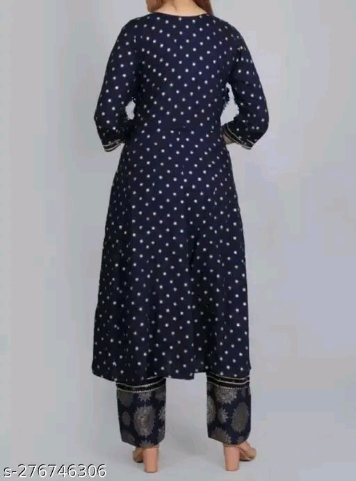 Anarkali Dupatta Set" Women's Printed "Anarkali Kurti" & Pant Dupatta Set 
Name: Anarkali Dupatta Set" Women's Printed "Anarkali Kurti" & Pant Dupatta Set 
Fabric: Rayon
Sleeve Length: Three-Quarter Sleeves
Pattern: Printed
Combo of: Single
Sizes:
S (Bust